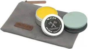 ADLER Axt Pflege-Set – inkl. Schleifstein, Axt-Balsam & Canvas-Tasche – Werkzeug
