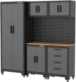 VITO Männerküche - 8-TLG Werkstatteinrichtung Set mit Schubladen ca. 195 x 50 x 