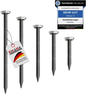 RIKAMA® – 50 Bildernägel im Mix aus je 10 x 20mm, 25mm, 30mm, 40mm, 50mm – Stahl