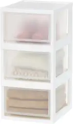 Iris Ohyama, Stapelbare Aufbewahrungsschublade, Schubladenbox aus Kunststoff, 13,7L, 3er-Set, Wei...