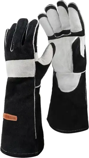 YESWELDER 40cm, 500℃ Schmiedeleder MIG Schweißerhandschuhe Größe 10, mit Kevlar 