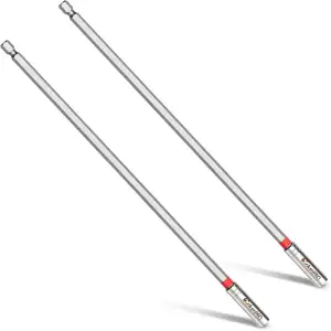 2er-Set Extra Lange Bithalter 300 mm – 1/4" Sechskantschaft aus S2-Stahl – Magne