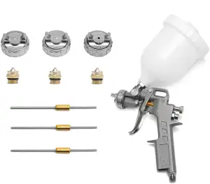 Druckluft-Farbspritzpistole mit 3 Düsen 1.5mm 2.0mm 2.5mm, 600 ml Fließbecher