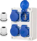 Steckdose Aufputz Wandverteiler Starkstrom Verteiler mit IP54 4x230V Schuko Steckdosen,IP67 Baust...