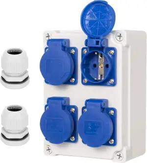 Steckdose Aufputz Wandverteiler Starkstrom Verteiler mit IP54 4x230V Schuko Stec