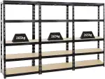 PROREGAL Mega Deal 3X Schwerlastregal Tiger Schwarz 180x90x45cm mit Fachlast 265kg Garagenregal K...