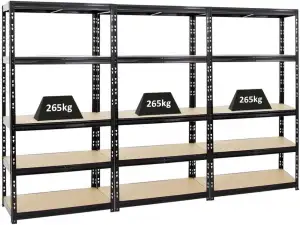 PROREGAL Mega Deal 3X Schwerlastregal Tiger Schwarz 180x90x45cm mit Fachlast 265