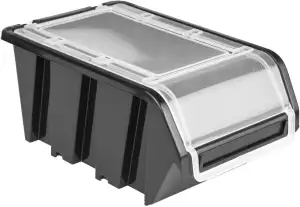 10 x Stapelbox mit Deckel Werkstatt Stapelkiste Sortierbox Box 100x155x70 Schwar