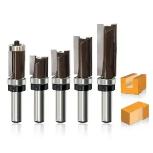 5 Stück Bündigfräser 8mm, mit Oben Anlaufring Kugellager, Kanten Kopierfräser Ro