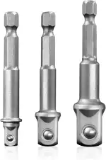 Stecknuss Adapter, 3-teilig, 1/4", 3/8", 1/2", 1/4-Zoll SAE Sechskantschaft, Cr-V, für Akku-Bohrs...