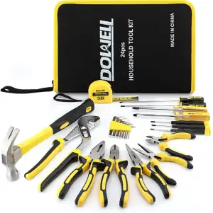 DOWELL 24-teiliges Hausbesitzer-Werkzeug-Set, Reparatur-Handwerkzeug-Set mit tra