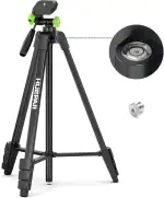 Huepar 152 cm Leichtbau tragbares Stativ für Laser, verstellbares Baustativ mit 3-Wege-Schwenkkop...