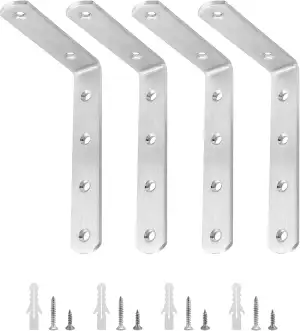 QWORK® Winkel Regal, 90 Grad Regalwinkel Edelstahl, 150x100x4mm, mit Befestigung