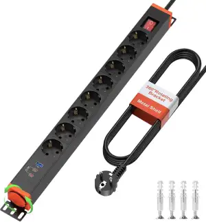 8 Fach Steckdosenleiste mit 2 USB-C PD20W, 8-Fach Mehrfachsteckdose mit Überspan