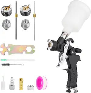 Mini Lackierpistole Druckluft Farbsprühpistole mit 125 ml Plastikbecher und Edel