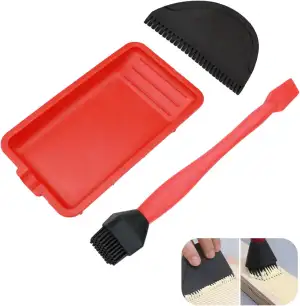 3pcs Leimroller Holzleim-Set, 1 Pinsel, 1 Kamm und 1 Tablett, Schnell und Gleich
