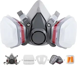 Atemschutzmaske,Wiederverwendbare Vollmaske,Gasmaske mit Filter Staubmasken Atem