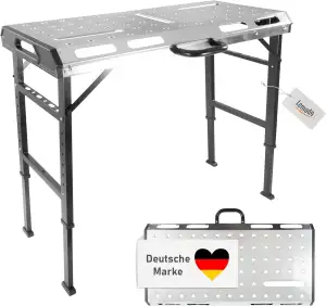Lemodo Schweißtisch klappbar – Mobile Werkbank aus Stahl, 7-Fach höhenverstellba