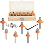 Sinoprotools 7 Stück Abrundfräser und Viertelstabfräser Set,8mm Schaft Rundfräser&Radiusfräser,Ab...