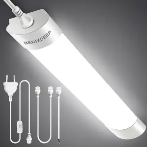 Feuchtraumleuchte LED mit Stecker 60CM 18W 1800LM, LED Röhre 4000K Wasserfest Fl