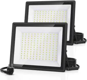 150W LED Strahler Außen 2er Pack, IP66 Wasserdicht und Superhell 16500LM Scheinw