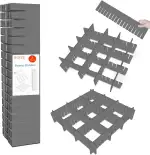 HGYZE Schubladentrenner Verstellbar 9cm Hoch, Schubladenteiler 42cm länge, Grau Schubladen Organi...