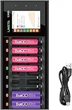 LIMETA Batterie Ladegerät, Intelligentes Akku Ladegerät AA AAA mit Touchscreen R