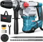 ENEACRO SDS-MAX Bohrhammer,12Joule 1500W Abbruchhammer mit 3 Funktionen, Anti-Vibrationsgriff und Sicherheitskupplung, 40 mm Bohrleistung in Beton， Mit Bohrer und Meißel, Werkzeugpaket