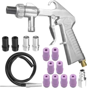 Sandstrahlpistole Set Druckluft, Sandstrahlen Pistole Kit mit 1m Gummischlauch m