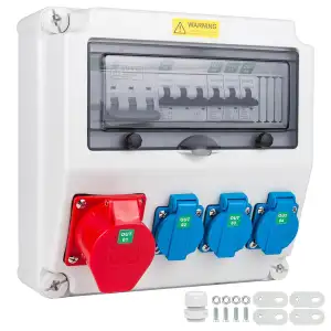 KNMlPJD Stromverteiler mit CEE Steckdose 16A Aufputz Baustromverteiler mit Fi Sc