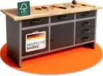 Ondis24 Werkbank Karsten Werktisch Packtisch 6 Schubladen Werkstatteinrichtung 160 x 60 x 85 (H) ...