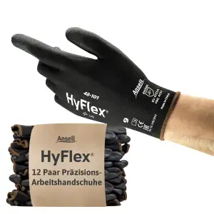 Ansell HyFlex 48-101 Dünne Arbeitshandschuhe mit PU Beschichtung, Leichte Schutz