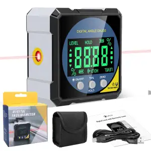 Digitaler Laser Winkelmesser, Lytool Neigungsmesser Laser Wasserwaage mit Vierse