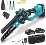 Akku Kettensäge, Mini Kettensäge mit Akku 6 Zoll mit 1000W Bürstenloser Motor, 2 x 2000mAh Akku S...