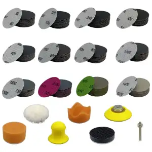 186-teiliges Schleifpapier-Set 50mm Klett, Nass- und Trockenschleifpads, Körnung
