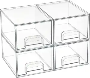 Vtopmart 4er-Set Kleine Stackable Storage Drawers, Acrylic Organiser with 32 Non