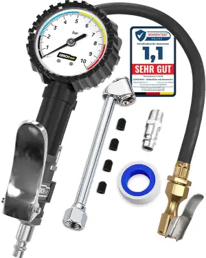 GERCHWAY Reifenfüller mit Manometer – Präziser, robuster 0-10 bar Druckluft Reif