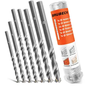 BAUBECK Steinbohrer Set für Akkuschrauber - Premium Stahl - Ø 4/5/6/6/7/8/10mm C