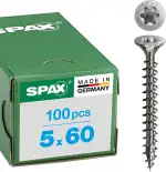 SPAX Universalschraube aus Edelstahl rostfrei A2, 5,0 x 60 mm, 100 Stück, T-STAR plus, Senkkopf, ...