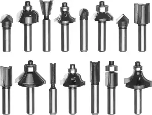 Original Einhell 15 tlg. Fräser-Set (passend für Elektro-Oberfräsen, 15-teilig, 