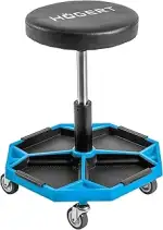 Högert Technik - Werkstatthocker mit Rollen, höhenverstellbar, bis 140 kg, Rollhocker für die Wer...