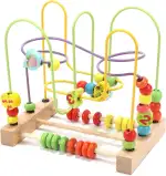 Jacootoys Motorikschleife aus Holz Roller Coaster Holzspielzeug Beweglich Lernspiel Bead Maze Babys Spielzeug für Kinder
