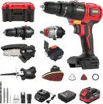 TEENO 8-in-1 Akku-Multifunktionswerkzeug, Akku Elektrowerkzeug Set mit Aufbewahrungskoffer, mit B...