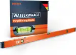 Presch Wasserwaage 150cm - Bruchfeste Weitwinkellibelle inkl. 2% Gefälle-Anzeige - Vertical-View-Funktion dank Sichtfenster - Innovative Anti-Rutsch‑Endkappen & präzisionsgefräste Messfläche