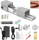 Mini Drechselbank, 125W Drehmaschine 2000-8000U/min, Metall Kleine Drehbank mit 7 Gang Einstellun...