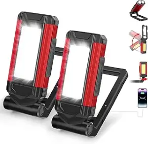 LED Werkstattlampe 2 Stück, Ultrahelle COB Arbeitsleuchte & LED Taschenlampe, Ro