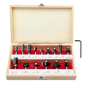 BAIDETS Pro 15tlg. Fräser Set für Holz - Hartmetall Fräsersatz, Zubehör Oberfräs