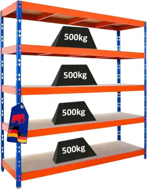 PROREGAL Profi Schwerlastregal Rhino EXTRA BREIT blau/orange HxBxT 200x200x60cm 