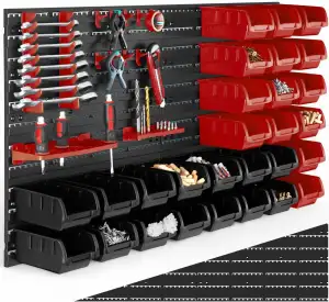 tectake® Kleinteilemagazin, flexibel erweiterbare Werkzeugwand, Lochwand Werksta
