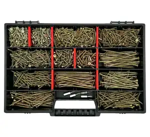 FRACKMANN Schraubenset 1000 Teile – Holzschrauben & Spanplattenschrauben 3x12 bi